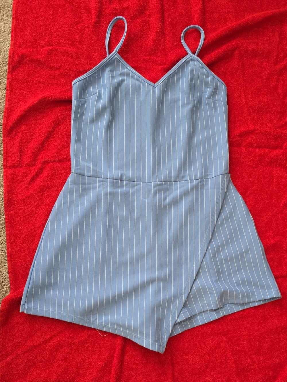 Popular Basics Blue Pinstripe Romper